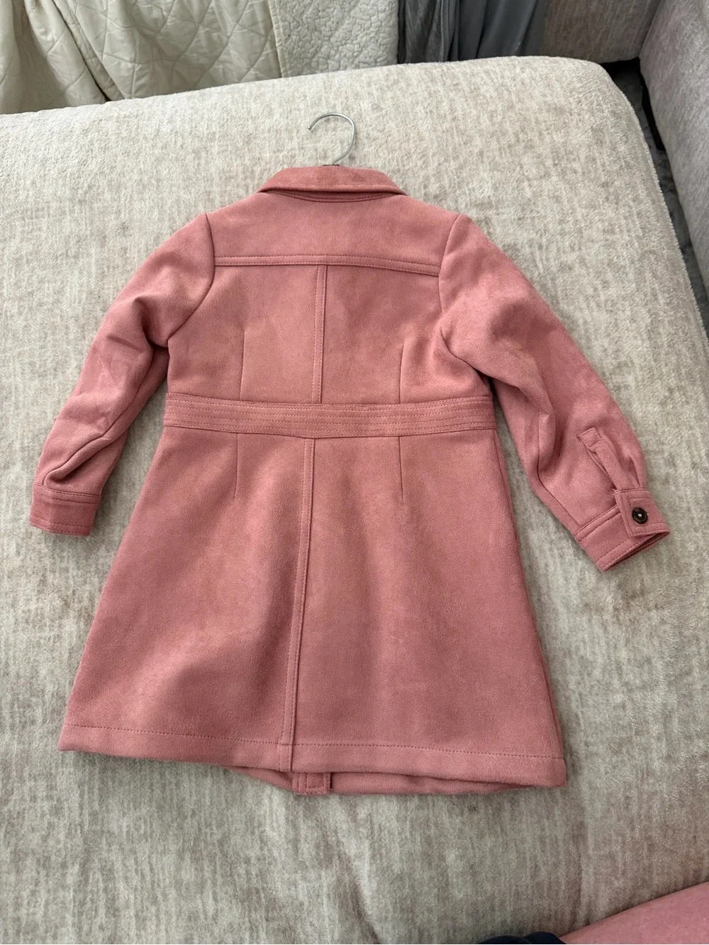 Girls' Dusty Rose Button-Front Casual Dress Coat